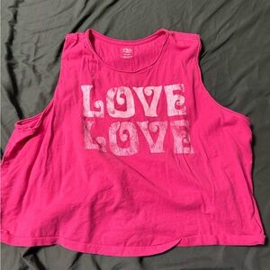 Pink Sleeveless Top with Love Print